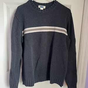 Old Navy Gray and White Crewneck Sweater